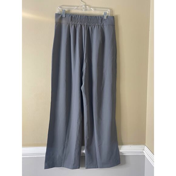 Halara Large Petite High Waist Button Front Shirred Straight Leg Work Pants - Picture 2 of 10